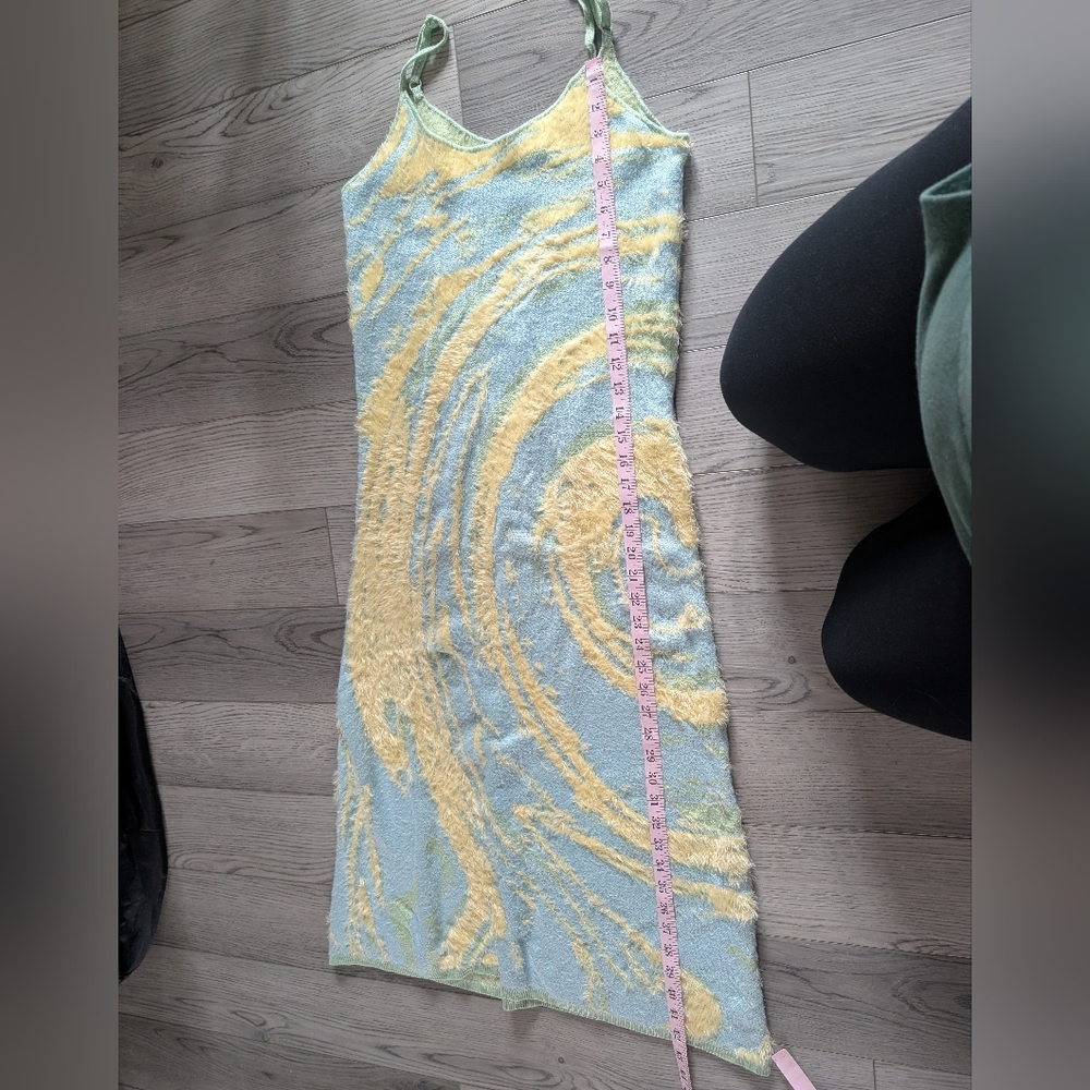 House Of Sunny Cypress Hockney Cucumber Fuzzy Knit Cutout Midi Dress Size 8‎ - Picture 10 of 10